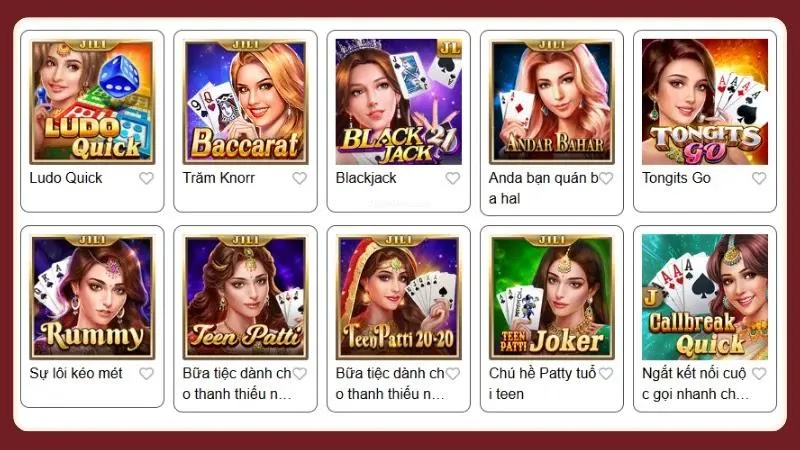 Danh mục game đa dạng đáp ứng nhiều phong cách chơi bài