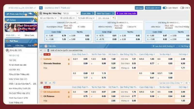 Hệ thống kèo đa dạng đáp ứng nhiều phong cách đặt cược